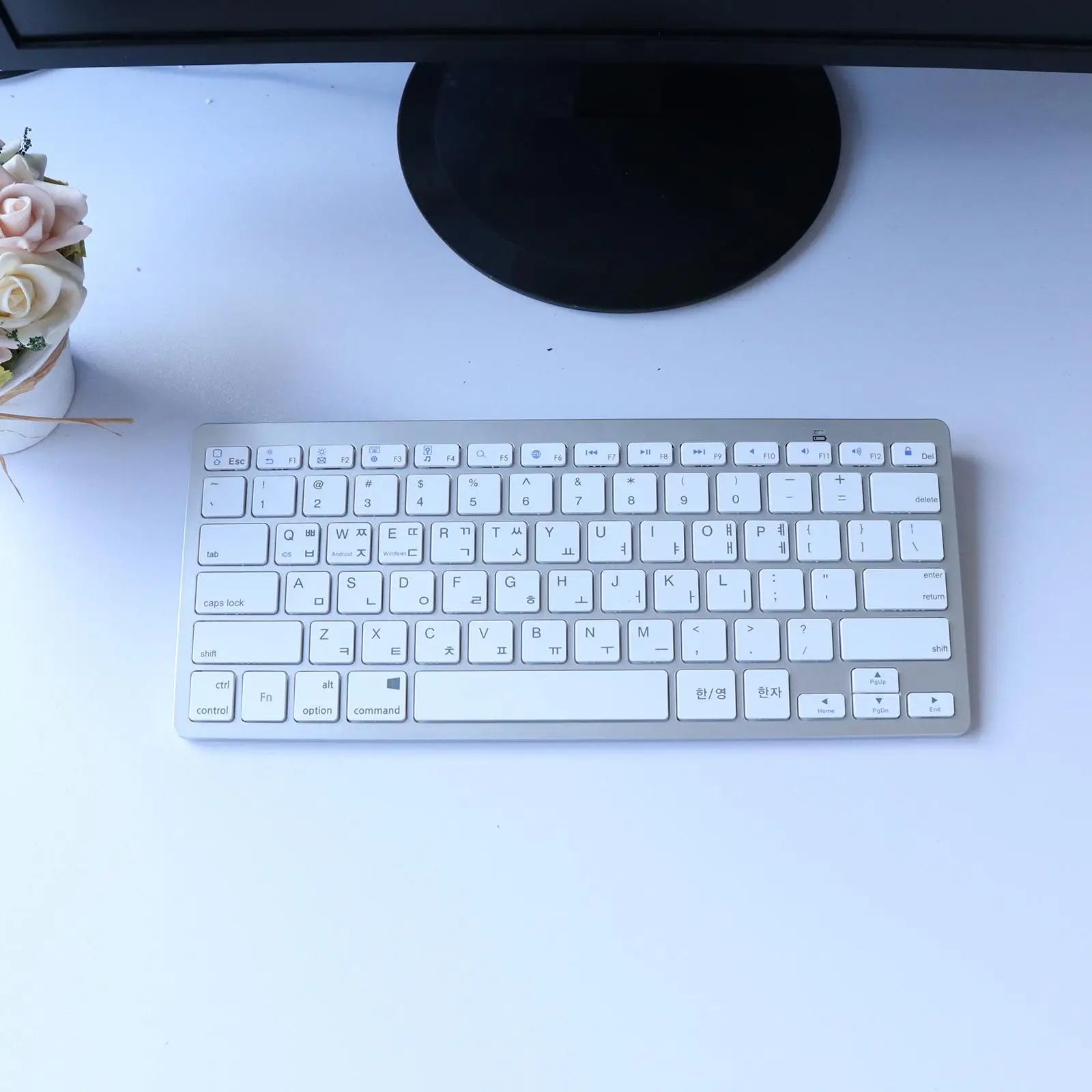 Portable Silver Mini Korean 78 Keys Wireless Bluetooth Keyboard for