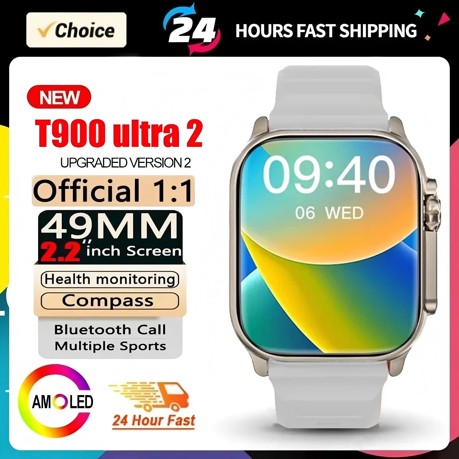 2025 Original T900 Ultra 2 Smart Watch 49mm Men Women Bluetooth Call Music Game Wireless Charging NFC Smartwatch For Android IOS