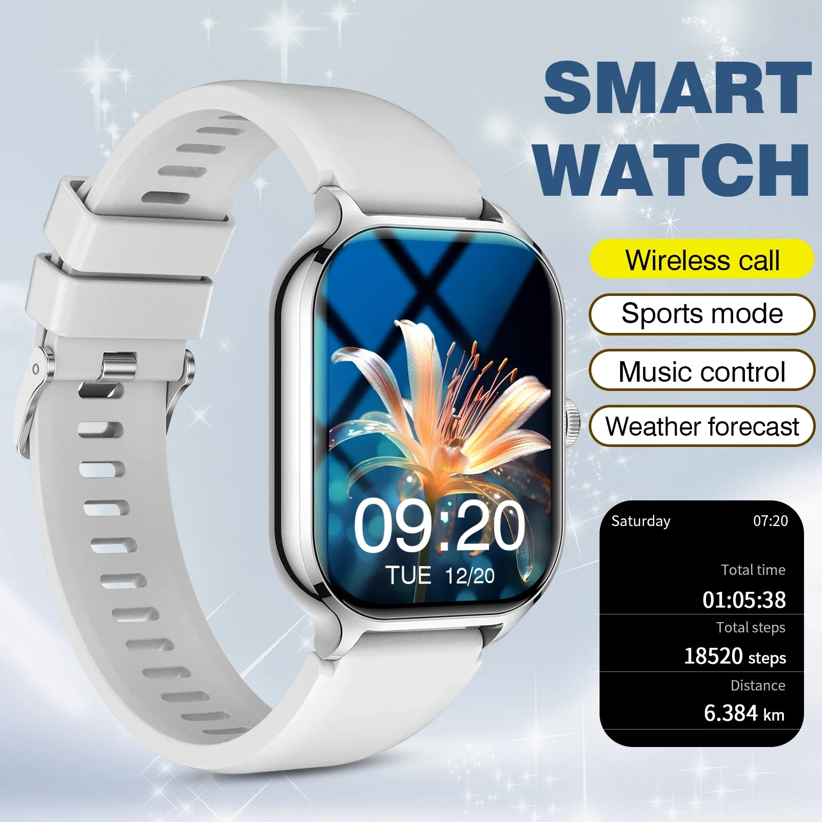 Smart watch, wireless calling, customizable dial, remote photography, multiple sports modes, suitable for iPhone/Android