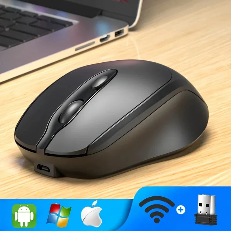 Ergonomic Wireless Bluetooth Mouse 1600DPI Rechargeable Mouse for MacBook Tablet Computer Laptop 2.4GHz USB PC Setup Accessories